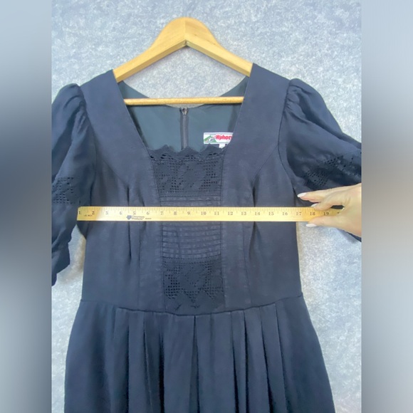 Alphorn Vintage Dress Size EU42/US10 Black Linen Blend Maxi‎ Austria Whimsygoth - Picture 16 of 16